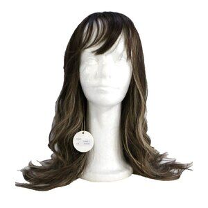 HAIRCUBE ombre brown 26" synthetic wig with bangs middle part NEW WITH TAGS
